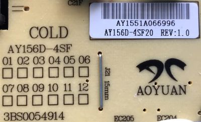 FUENTE PARA TV HAIER NUMERO DE PARTE AY156D-ASF20 / AY156D-ASF / AY1551A066996 / PANEL CN55GK725 / MODELO 55E5500U - Imagen 2